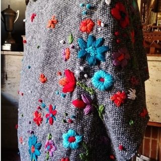 Grey Floral Shawl