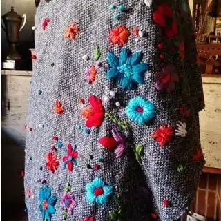 Grey Floral Shawl