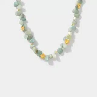 Flowery Collection , Flowery Necklace With Green Amazonite Stones