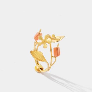 Flowery Collection , Flower Ring With Rose Coral Flowers