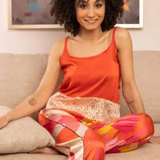 Ivelle in Orange Pajama Set