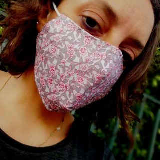 Pino Fabric Mask for Women - Grey Red Roses