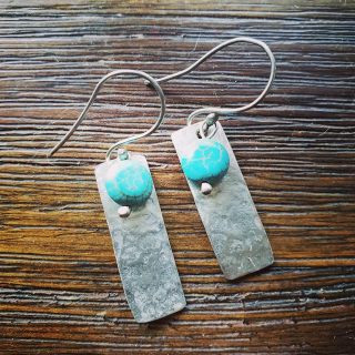 Hammered silver earring