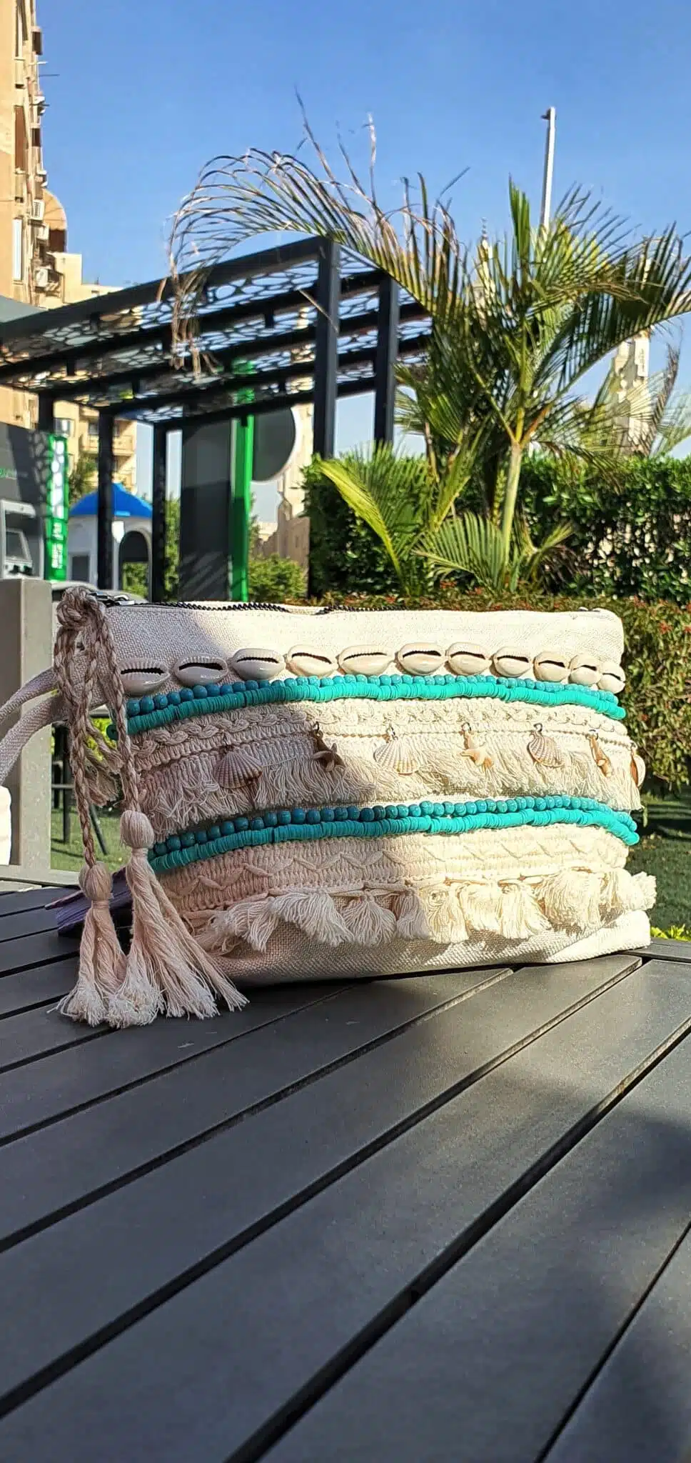 Zan Design Hand Clutch Aqua Greek 1 Zan Design Hand Clutch Aqua Greek