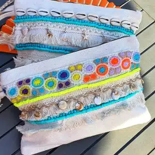 Zan Design Hand Clutch Aqua Stitch