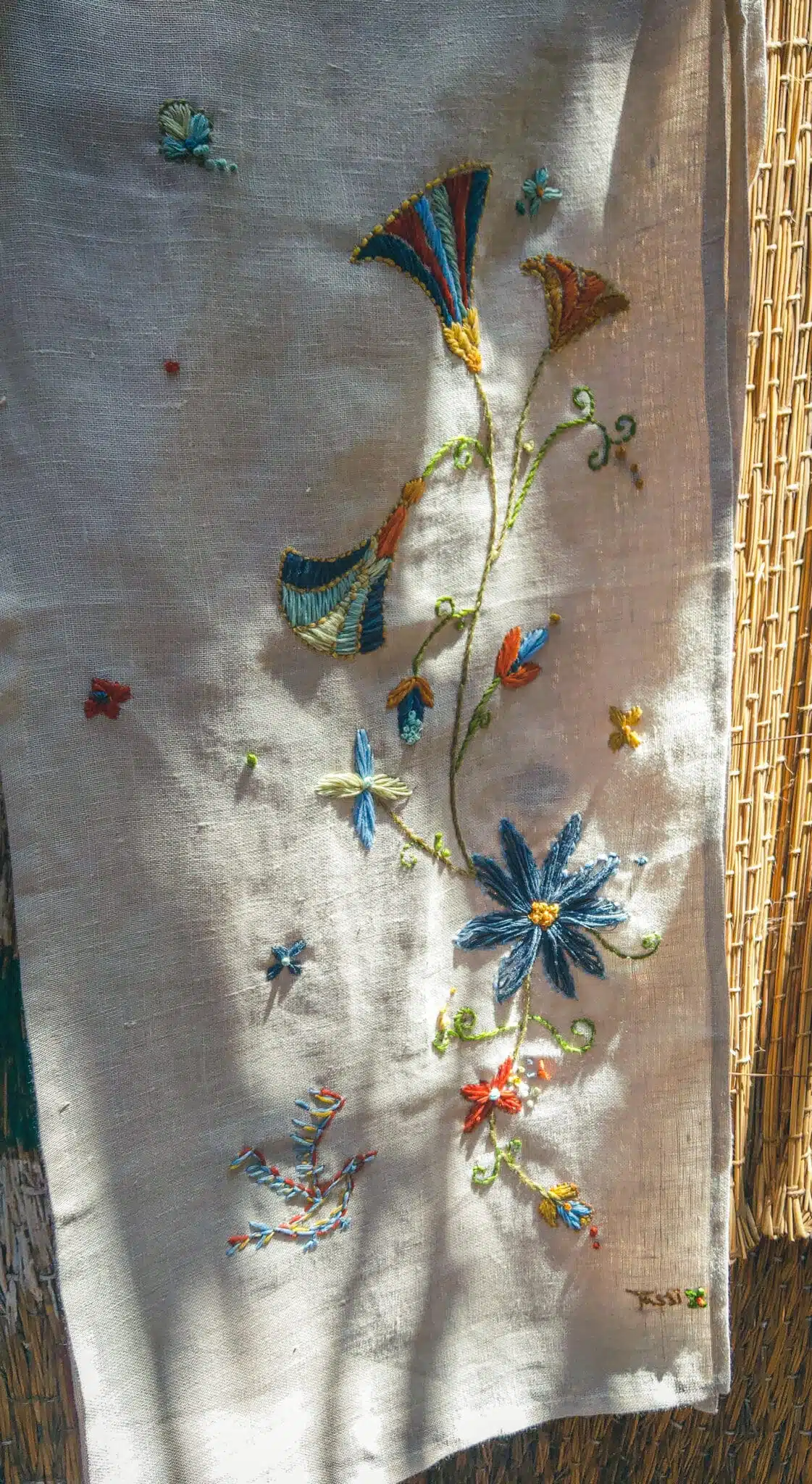 Pharaonic Lotus Beige Shawl 3 IMAG6634 scaled