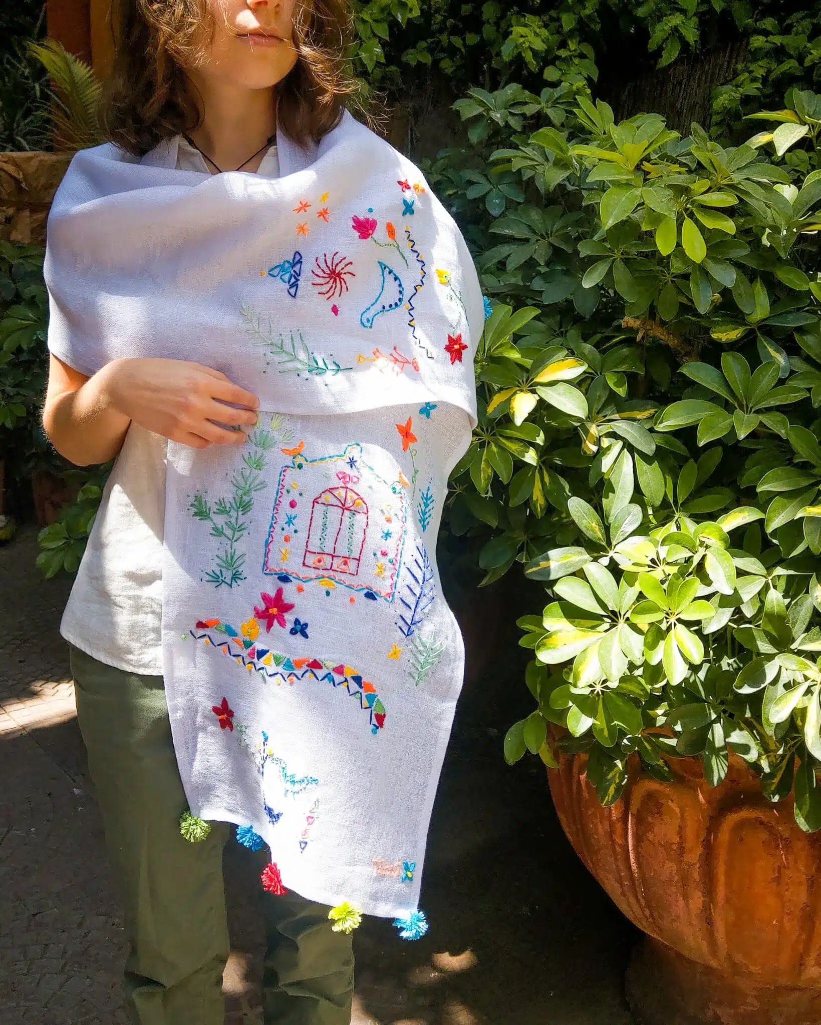 Nubian White Linen Shawl 1 Nubian White Linen Shawl