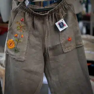 Bohemian Sunflower Trouser Pants (Pure Linen)