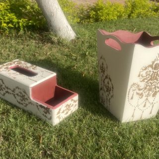 Chandelier Set Tissue Box & Basket