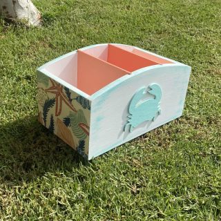 Crab Coral Mint Cutlery Organizer