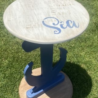 Coastal Blue Anchor Side Table