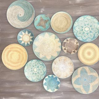 Mint Boho Basket wall Plates Collection