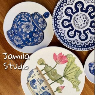 Blue Chinoiserie wall plates