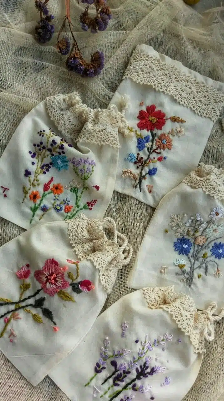 Mini Cotton Pouches With Lace 1 Mini Cotton Pouches With Lace