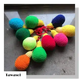 Decoration garland with colorful crochet bulbs (3 meters)