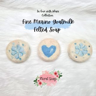 In love with blues Natural Alpaca Goatmilk Felted Soap