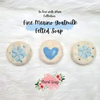 In love with blues Natural Alpaca Goatmilk Felted Soap