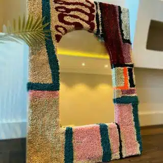 Moroccan mirror " tufted rug mirror"