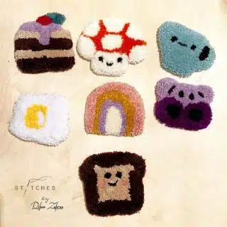 set of 2 tufted coasters