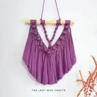 purple macrame wall hanging