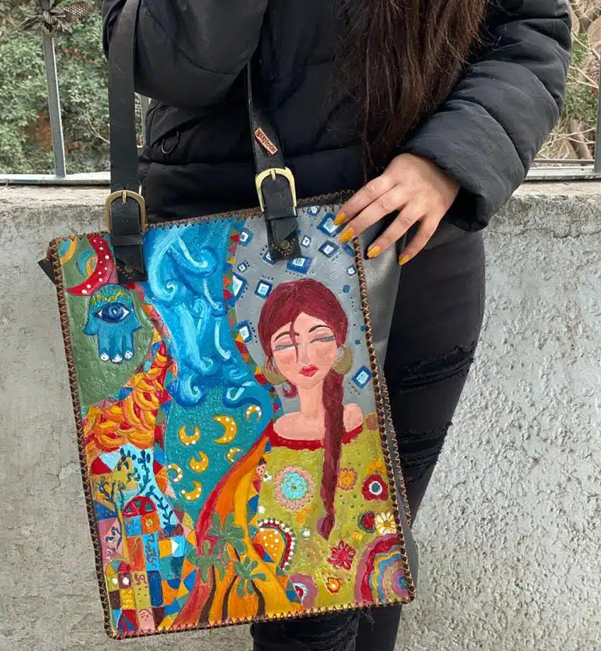 folk art bag 1 Genuine leather bag