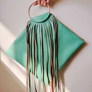 Mint green leather bag