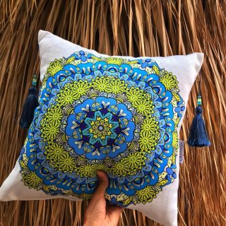 Zan Design Textile Green Mandala Cushion
