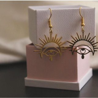 Golden Evil Eye Pendant Earrings