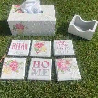 Paisley Fleuri Set Tissue box & Coasters