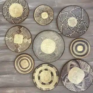 Brown Boho Basket Wall Plates