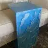 Sofa Side Table Arabic Design (Blue x Silver)