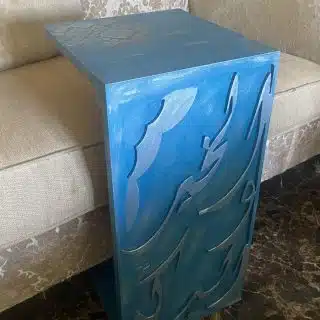 Sofa Side Table Arabic Design (Blue x Silver)