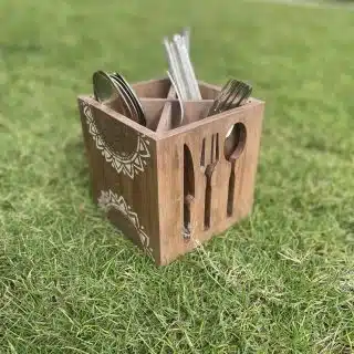 Mandala Brown Rustic Cutlery Organizer