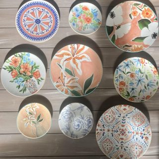 Coral Orchid Wall Plates Collection