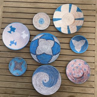 Blue Boho Baskets Wall Plates