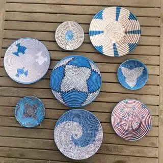 Blue Boho Baskets Wall Plates