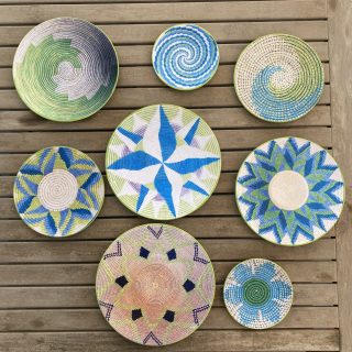 Apple Green Boho Baskets Wall Plates