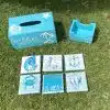 Turquoise Set Tissue Box & Coasters