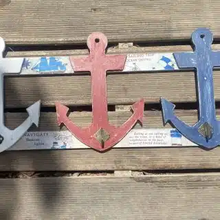 Anchor hanger red x coastal blue