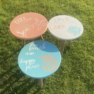 Coral Blue Round Tables Set