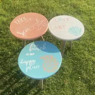 Coral Blue Round Tables Set