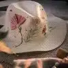 Cowboy White Straw Floral Hat