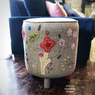 Blooming applique ottoman