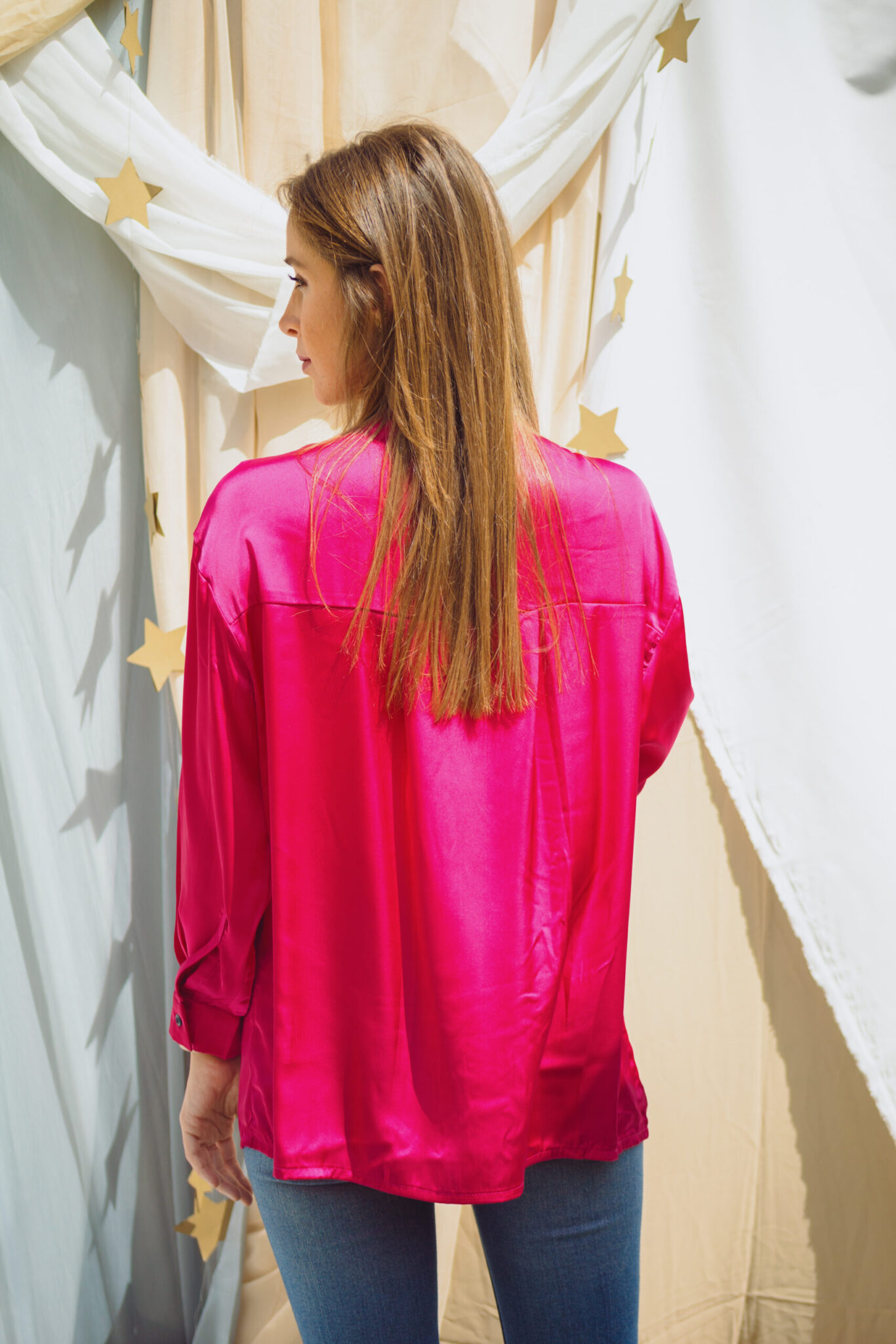 Fuschia silk satin roses shirt 4 IMG 0131 scaled scaled