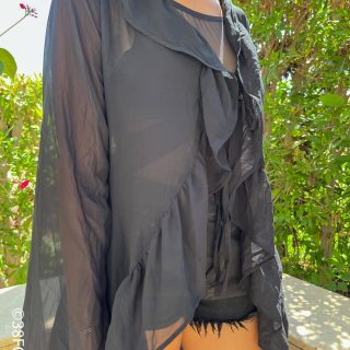 Ruffled Full Coverup -Black