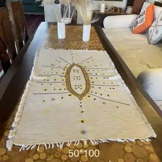 Siwi embroidery Cotton Linen Runner Akhmim Hand Weaving Loom