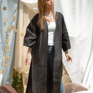 Elegant shiny black kaftan