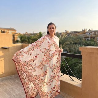 White Indian embroidery shawl