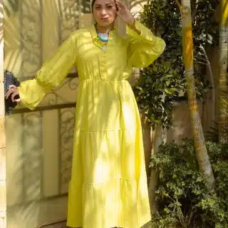 Sunshine yellow Linen Dress (Long sleeve)