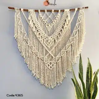Macrame wall hanging with wavy lines
